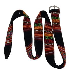 Hand Embroidered Peruvian Belt With Collected Manta Andean. Community